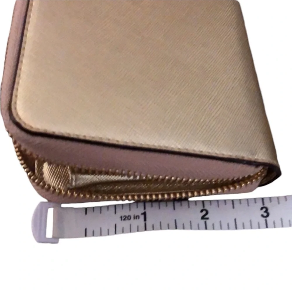 Kate Spade Gold metallic full size zip Wallet with Phone Storage & wrist strap